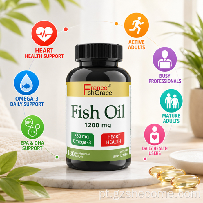 Shecome Óleo de Peixe Softgels Suporte Ômega para Saúde do Coração